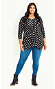 3/4 Sleeve Pintuck Top - black spot