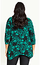 3/4 Sleeve Pintuck Top - green print