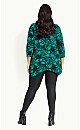 3/4 Sleeve Pintuck Top - green print