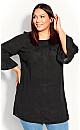 Flutter 3/4 Sleeve Top - black