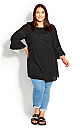 Flutter 3/4 Sleeve Top - black