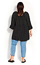 Flutter 3/4 Sleeve Top - black