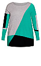 Karla Colourblock Sweater - emerald