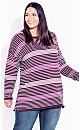 Plus Size Hannah Stripe Sweater - lilac