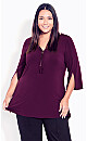 Plus Size Luella Plain Top - plum