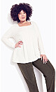 Plus Size Slouch Hoodie - white