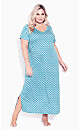 Plus Size Short Sleeve Maxi Sleep Dress - pale aqua