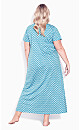 Plus Size Short Sleeve Maxi Sleep Dress - pale aqua