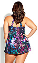 Plus Size High Back Print Swim Dress -