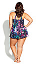 Plus Size High Back Print Swim Dress -