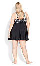 Black Animal Print Empire Swim Dress