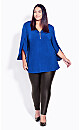 Plus Size 2 Tone Zip Top - black