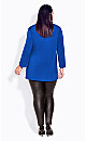 Plus Size 2 Tone Zip Top - black