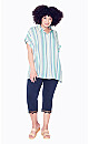 Plus Size Bowling Stripe Shirt - Ivory