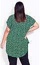 Plus Size Button Pleat Print Top - green