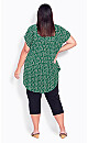 Plus Size Button Pleat Print Top - green