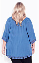 Plus Size Ember Lace Trim Top - delft blue