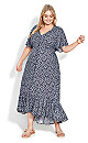 Sasha Flutter Sleeve Navy Maxi Dress