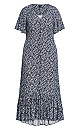 Sasha Flutter Sleeve Navy Maxi Dress