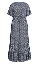 Sasha Flutter Sleeve Navy Maxi Dress