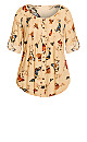 Sandy Pintuck Peach Print Shirt