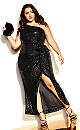 Athena Black Sequin One Shoulder Maxi Dress