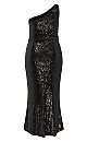 Athena Black Sequin One Shoulder Maxi Dress