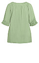 Bianca Pleat Neck Top - olive