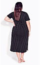 Spot Short Sleeve Black Midi Nightdress