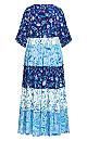 Plus Size Daisy Tiered Maxi Dress - blues