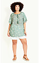 Medallion Peasant Top - mint