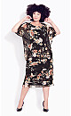 Print Overlay Dress - black