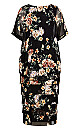 Print Overlay Dress - black