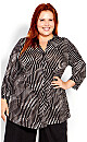 3 Button Black Stripe Print Tunic