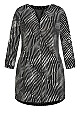 3 Button Black Stripe Print Tunic