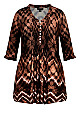 Victoria Frill Neck Nutmeg Print Pintuck Tunic