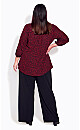 Plus Size Meila Zip Print Top - red fleck