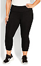 Plus Size Pocket Capri Plain Legging - black