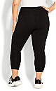 Plus Size Pocket Capri Plain Legging - black