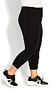 Plus Size Pocket Capri Plain Legging - black