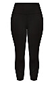 Plus Size Pocket Capri Plain Legging - black