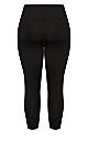 Plus Size Pocket Capri Plain Legging - black