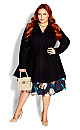 Hi Lo Frill Coat - black