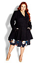 Hi Lo Frill Coat - black