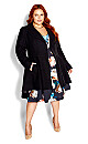 Hi Lo Frill Coat - black