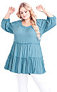 Plus Size Clover Cut Work Tunic - dusty blue