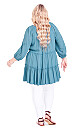 Plus Size Clover Cut Work Tunic - dusty blue