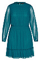 Plus Size Dobby Tiered Dress - teal