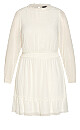 Plus Size Dress Dobby Tiered - vanilla