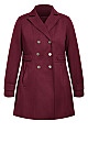 Plus Size Military Coat - berry